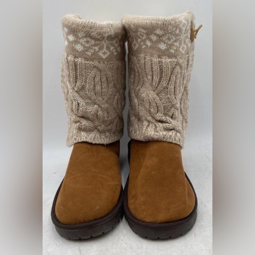 Cozy Tan Muk Luks Knit Cuff Women's Boots nwot
